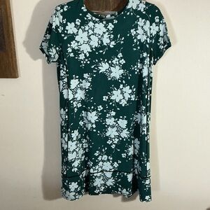 J Jill Everwear Collection Floral Green and White Dress